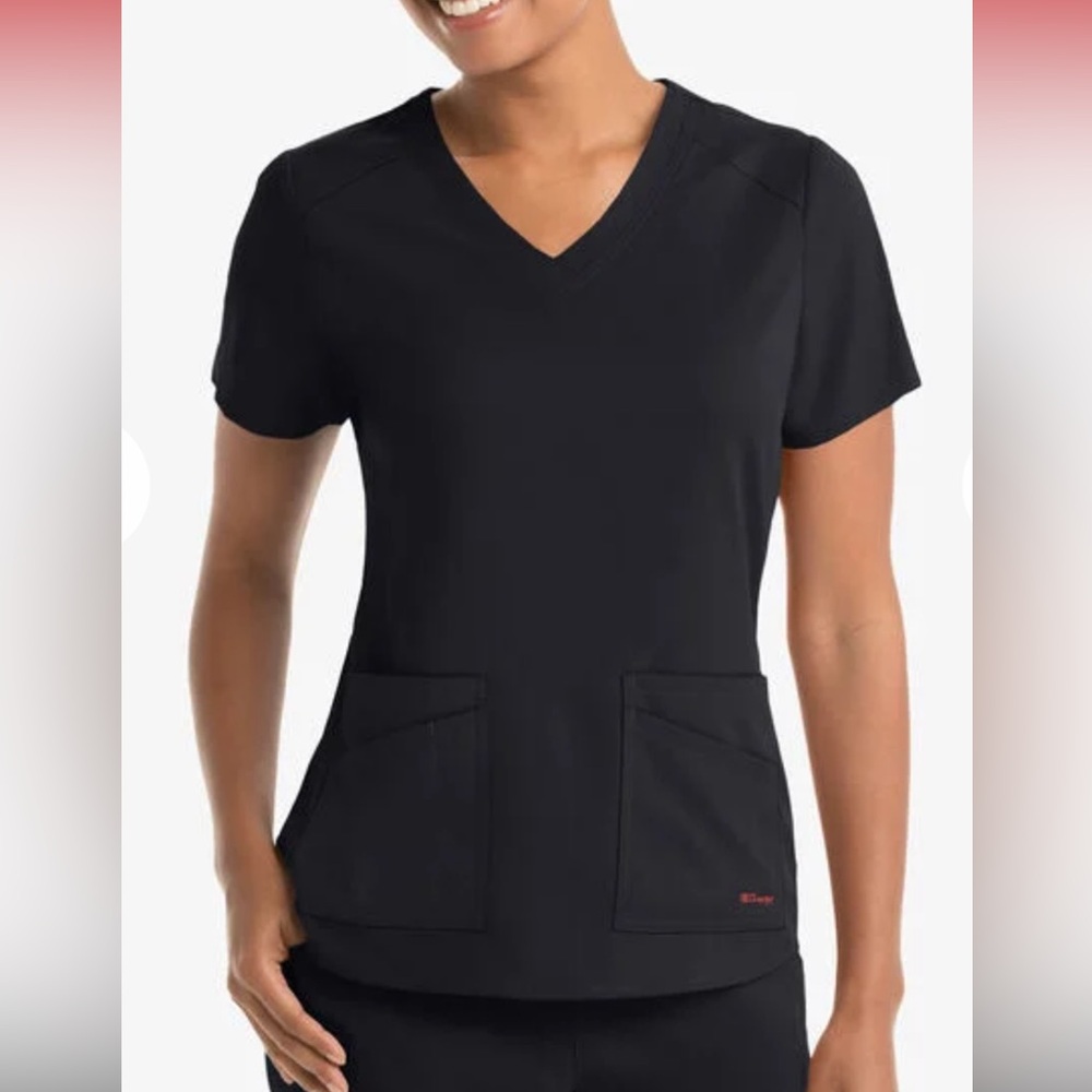 Grey's Anatomy™ by Barco Spandex Stretch V-Neck Scrub Top, Black, Small